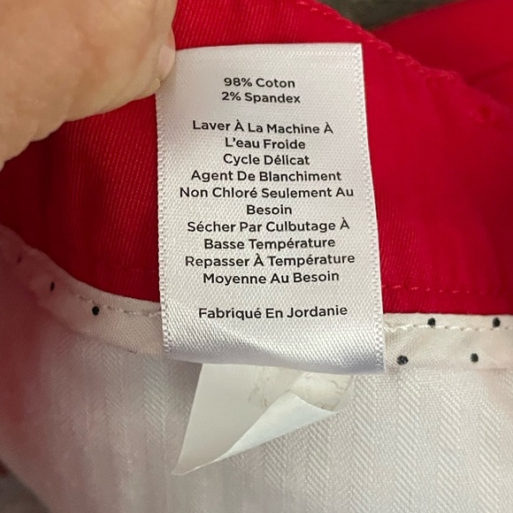 Talbots Perfect Skimmer Red Capris Pants Slim Fit Mid-Calf Cotton Size: 6 - Picture 5 of 7